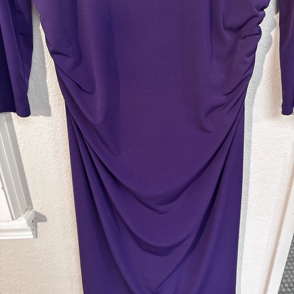 AB Studio Purple Long Sleeve Ruched Dress - Picture 4 of 6